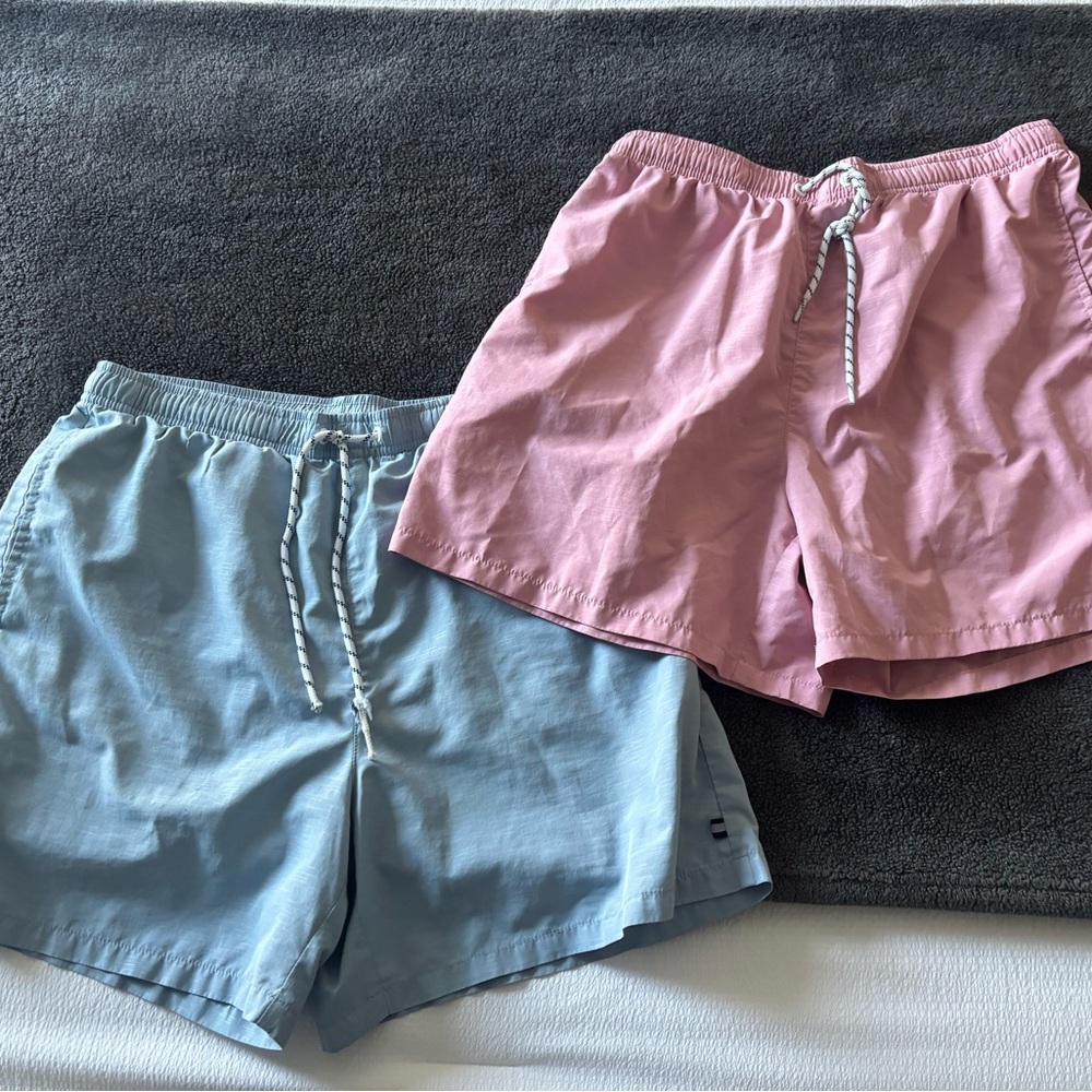 SHEIN Pink and Blue Men's Athletic Shorts